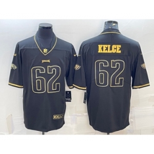 Men's Philadelphia Eagles #62 Jason Kelce Black Golden Edition Stitched NFL Nike Limited Jersey