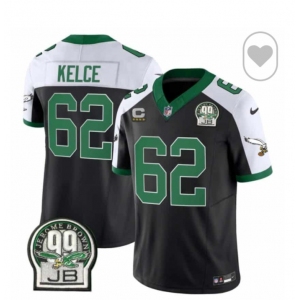 Men's Philadelphia Eagles  #62 Jason Kelce Black White F.U.S.E. Vapor Untouchable Limited 2024 Stitched Football Jersey