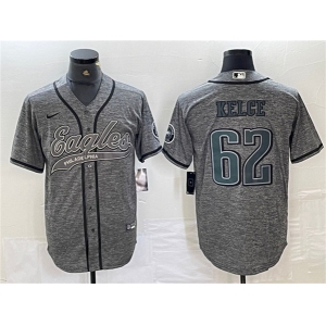 Men's Philadelphia Eagles #62 Jason Kelce Gray Cool Base Baseball Stitched Jersey