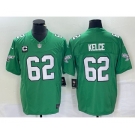 Men's Philadelphia Eagles #62 Jason Kelce Green C Patch 2023 FUSE Vapor Limited Throwback Stitched Jersey