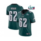 Men's Philadelphia Eagles #62 Jason Kelce Green Super Bowl LVII Patch Vapor Untouchable Limited Stitched Jersey