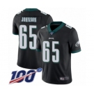 Men's Philadelphia Eagles #65 Lane Johnson Black Alternate Vapor Untouchable Limited Player 100th Season Football Jersey