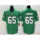 Men's Philadelphia Eagles #65 Lane Johnson Green C Patch 2023 FUSE Vapor Limited Throwback Stitched Jersey