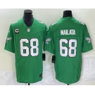 Men's Philadelphia Eagles #68 Jordan Mailata Green C Patch 2023 FUSE Vapor Limited Throwback Stitched Jersey