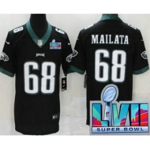 Men's Philadelphia Eagles #68 Jordan Mailata Limited Black Super Bowl LVII Vapor Jersey