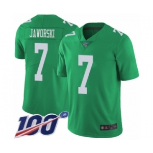 Men's Philadelphia Eagles #7 Ron Jaworski Limited Green Rush Vapor Untouchable 100th Season Football Jersey