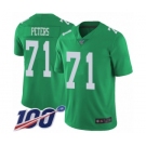 Men's Philadelphia Eagles #71 Jason Peters Limited Green Rush Vapor Untouchable 100th Season Football Jersey