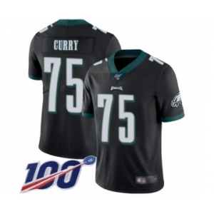 Men's Philadelphia Eagles #75 Vinny Curry Black Alternate Vapor Untouchable Limited Player 100th Season Football Jersey