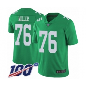 Men's Philadelphia Eagles #76 Shareef Miller Limited Green Rush Vapor Untouchable 100th Season Football Jersey