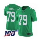 Men's Philadelphia Eagles #79 Brandon Brooks Limited Green Rush Vapor Untouchable 100th Season Football Jersey