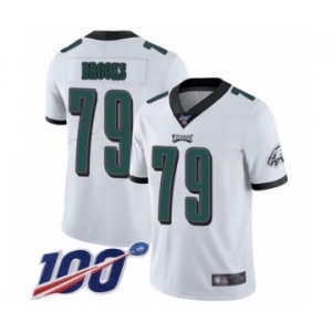 Men's Philadelphia Eagles #79 Brandon Brooks White Vapor Untouchable Limited Player 100th Season Football Jersey