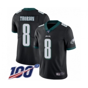 Men's Philadelphia Eagles #8 Clayton Thorson Black Alternate Vapor Untouchable Limited Player 100th Season Football Jersey