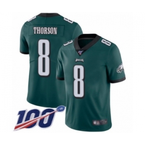 Men's Philadelphia Eagles #8 Clayton Thorson Midnight Green Team Color Vapor Untouchable Limited Player 100th Season Football Jersey