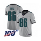 Men's Philadelphia Eagles #86 Zach Ertz Limited Silver Inverted Legend 100th Season Football Jersey