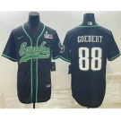 Men's Philadelphia Eagles #88 Dallas Goedert Black With Super Bowl LVII Patch Cool Base Stitched Baseball Jersey