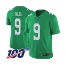 Men's Philadelphia Eagles #9 Nick Foles Limited Green Rush Vapor Untouchable 100th Season Football Jersey