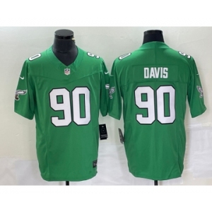 Men's Philadelphia Eagles #90 Jordan Davis Green 2023 FUSE Vapor Limited Throwback Stitched Jersey