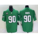 Men's Philadelphia Eagles #90 Jordan Davis Green C Patch 2023 FUSE Vapor Limited Throwback Stitched Jersey