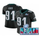 Men's Philadelphia Eagles #91 Fletcher Cox Limited Black Super Bowl LVII Vapor Jersey