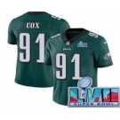 Men's Philadelphia Eagles #91 Fletcher Cox Limited Green Super Bowl LVII Vapor Jersey