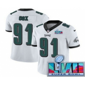 Men's Philadelphia Eagles #91 Fletcher Cox Limited White Super Bowl LVII Vapor Jersey