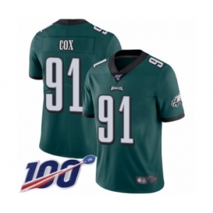 Men's Philadelphia Eagles #91 Fletcher Cox Midnight Green Team Color Vapor Untouchable Limited Player 100th Season Football Jersey