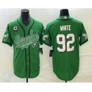 Men's Philadelphia Eagles #92 Reggie White Green C Patch Cool Base Stitched Baseball Jersey