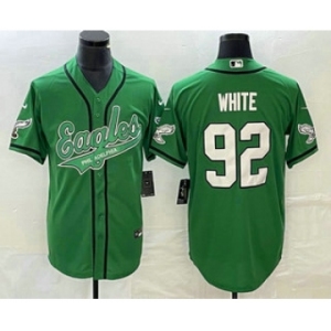 Men's Philadelphia Eagles #92 Reggie White Green Cool Base Stitched Baseball Jersey