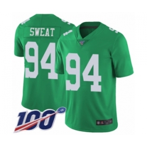 Men's Philadelphia Eagles #94 Josh Sweat Limited Green Rush Vapor Untouchable 100th Season Football Jersey