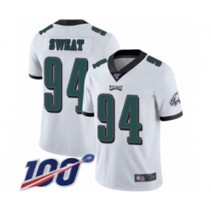 Men's Philadelphia Eagles #94 Josh Sweat White Vapor Untouchable Limited Player 100th Season Football Jersey