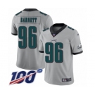 Men's Philadelphia Eagles #96 Derek Barnett Limited Silver Inverted Legend 100th Season Football Jersey