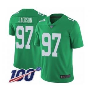 Men's Philadelphia Eagles #97 Malik Jackson Limited Green Rush Vapor Untouchable 100th Season Football Jersey