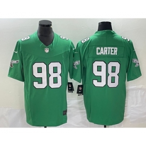 Men's Philadelphia Eagles #98 Jalen Carter Green 2023 F.U.S.E. Vapor Untouchable Stitched Football Jersey