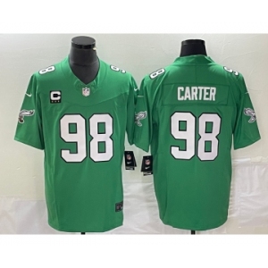 Men's Philadelphia Eagles #98 Jalen Carter Green 2023 F.U.S.E. Vapor Untouchable With C Patch Stitched Football Jersey