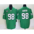 Men's Philadelphia Eagles #98 Jalen Carter Green C Patch 2023 Vapor Limited Throwback Jersey