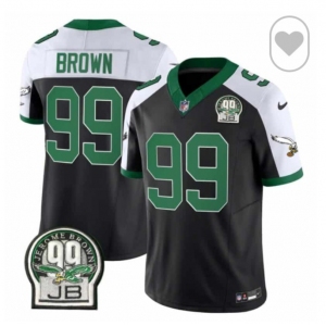 Men's Philadelphia Eagles #99 Jerome Brown Black White F.U.S.E. Vapor Untouchable Limited 2024 Stitched Football Jersey