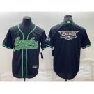 Men's Philadelphia Eagles Black Team Big Logo With Patch Cool Base Stitched Baseball Jersey