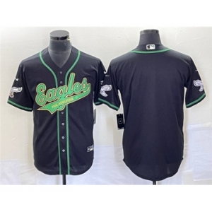 Men's Philadelphia Eagles Blank Black Cool Base Stitched Baseball Jersey