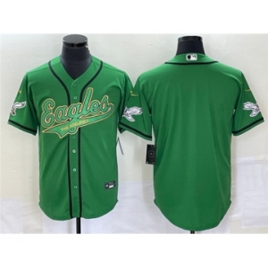 Men's Philadelphia Eagles Blank Green Cool Base Stitched Baseball Jersey