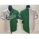 Men's Philadelphia Eagles Blank Green White Split Cool Base Stitched Baseball Jersey