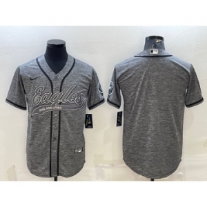 Men's Philadelphia Eagles Blank Grey With Patch Cool Base Stitched Baseball Jersey