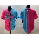 Men's Philadelphia Eagles Blank Pink Blue Limited Stitched Baseball Jersey