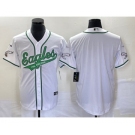 Men's Philadelphia Eagles Blank White Cool Base Stitched Baseball Jersey