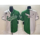 Men's Philadelphia Eagles Green White Split Team Big Logo With 3-star C Patch Cool Base Stitched Baseball Jersey