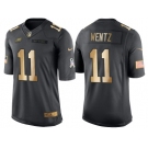 Nike Philadelphia Eagles #11 Carson Wentz Anthracite 2016 Christmas Day Gold Men's NFL Limited Salute to Service Jersey