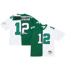 Philadelphia Eagles #12 Randall Cunningham Green V White Peace Split Throwback Jersey