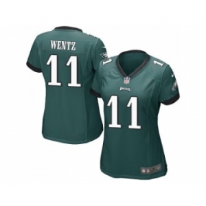 Women Nike Philadelphi Eagles #11 Carson Wentz Midnight Green Team Color Stitched NFL Jersey[Wentz]