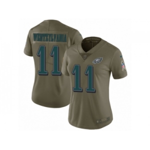 Women Nike Philadelphia Eagles #11 Carson Wentz Limited Olive 2017 Salute to Service Wentzylvania NFL Jersey