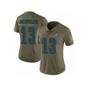 Women Nike Philadelphia Eagles #13 Nelson Agholor Limited Olive 2017 Salute to Service NFL Jersey