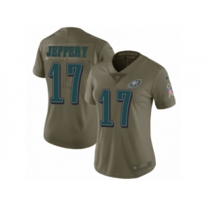 Women Nike Philadelphia Eagles #17 Alshon Jeffery Limited Olive 2017 Salute to Service NFL Jersey